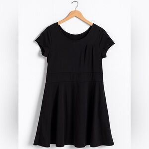 My Collection size large black flared dress with back zipper.